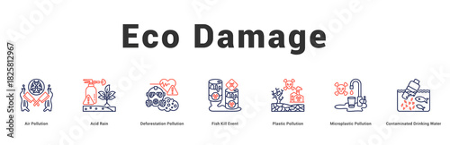 Eco Damage Modern and clean web banner illustration featuring thematic icons for visual communication