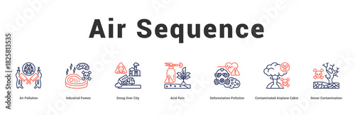 Air Sequence Modern and clean web banner illustration featuring thematic icons for visual communication