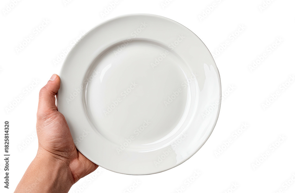 custom made wallpaper toronto digitalWhite ceramic plate held by a hand on black background