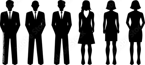 Business people silhouettes standing in a row