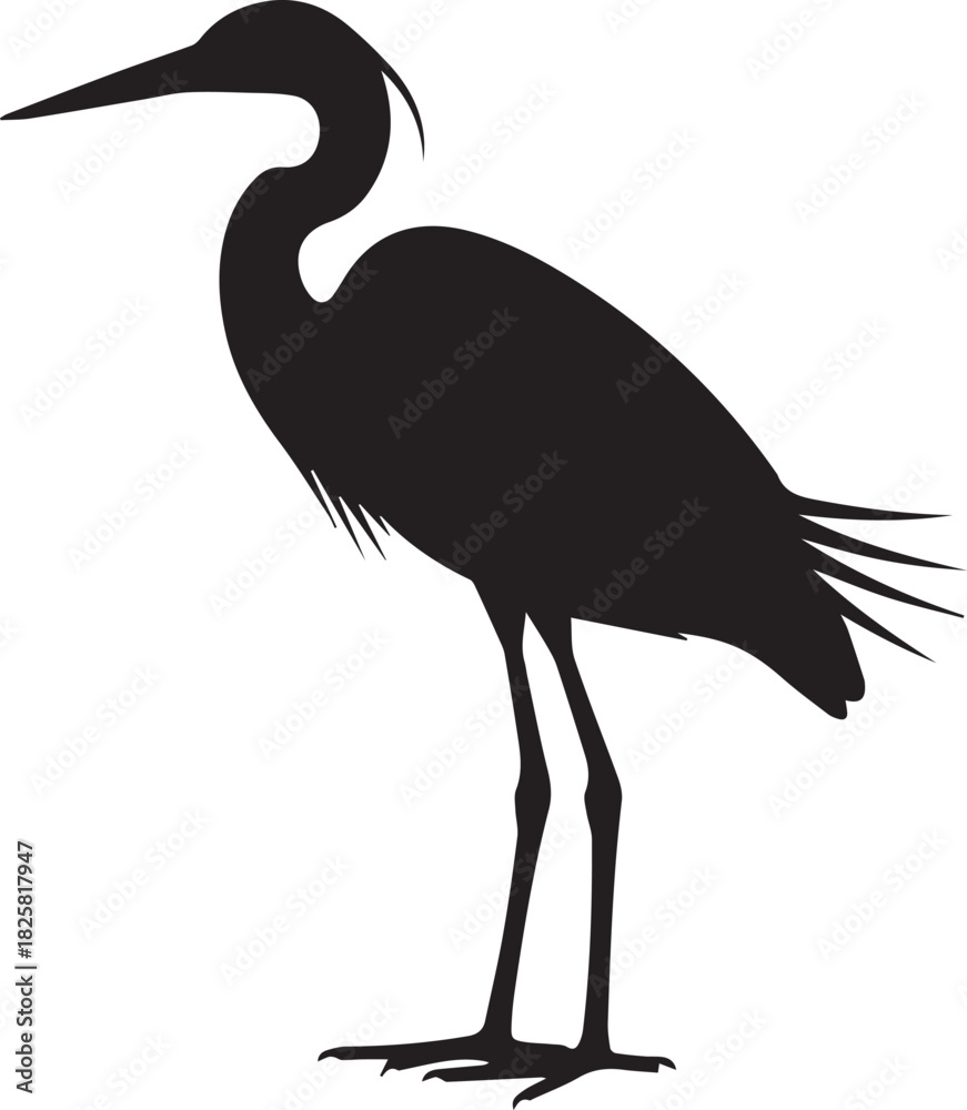 Fototapeta premium Great white egret silhouette vector flat illustration design