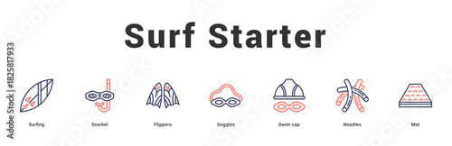 Surf Starter Modern and clean web banner illustration featuring thematic icons for visual communication