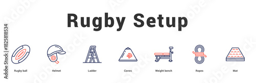Rugby Setup Modern and clean web banner illustration featuring thematic icons for visual communication