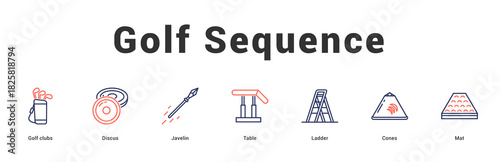 Golf Sequence Modern and clean web banner illustration featuring thematic icons for visual communication