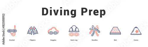 Diving Prep Modern and clean web banner illustration featuring thematic icons for visual communication