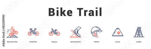 Bike Trail Modern and clean web banner illustration featuring thematic icons for visual communication