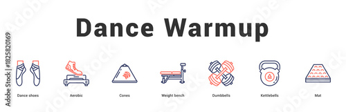 Dance Warmup Modern and clean web banner illustration featuring thematic icons for visual communication