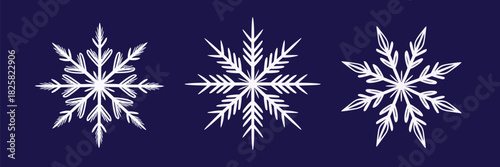 Whimsical Snowflake Chalk Drawing On Dark Blue Blackboard, Childlike White Crayon And Pastel Scribbles For Festive Merry Christmas And Happy New Year Designs, Winter Illustration Background