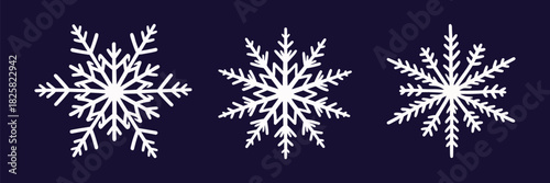 Whimsical Snowflake Chalk Drawing On Dark Blue Blackboard, Childlike White Crayon And Pastel Scribbles For Festive Merry Christmas And Happy New Year Designs, Winter Illustration Background