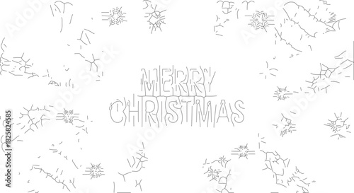 Merry Christmas Text with Snowflakes and Winter Elements.