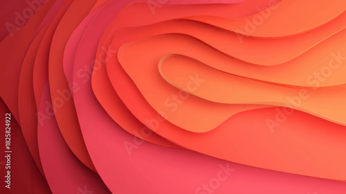 Vibrant flowing orange and pink abstract wave landscape with elegant contour lines and wide copy-space for presentations and branding.