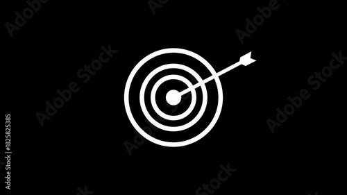 abstract Arrow hitting the center of target - success business concept. business goals achievement, target icon. Motion graphics of business circle arrow