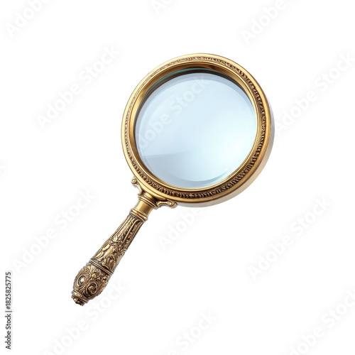 Ornate gold magnifying glass isolated
