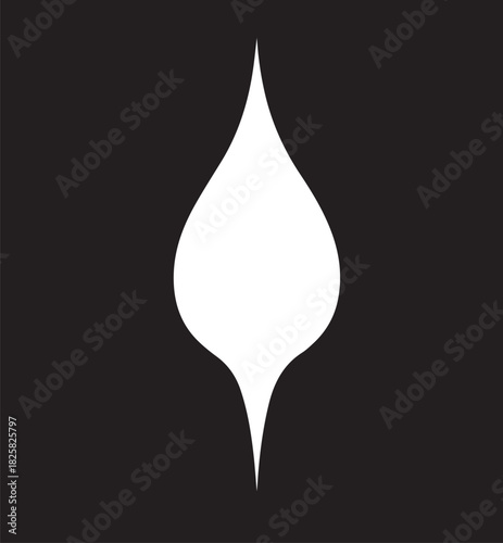 Abstract white droplet-shaped design on a black background, evoking a sense of purity and elegance