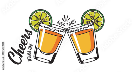 Vector Tequila Toast Poster – Retro Vintage Shots with Lime, Salt & Hand-Written Text