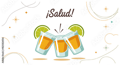 Vector Tequila Toast Poster – Retro Vintage Shots with Lime, Salt & Hand-Written Text