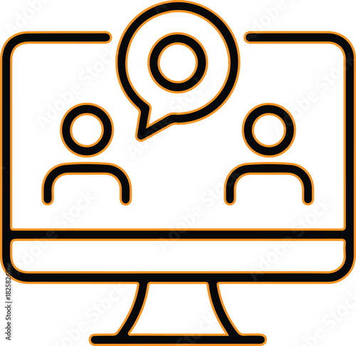 Online communication between two people on a computer screen