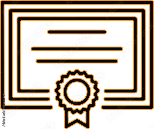 Award certificate with ribbon and seal icon