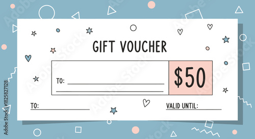 Vector Gift Voucher Template – Cute Hand-Drawn Certificate & Coupon Design