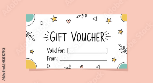 Vector Gift Voucher Template – Cute Hand-Drawn Certificate & Coupon Design