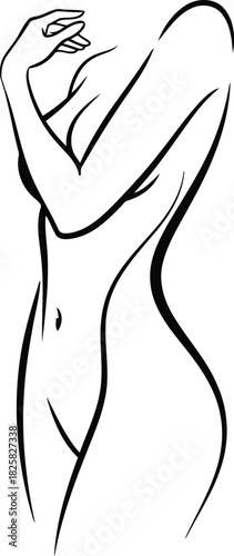 Elegant line art illustration of a beautiful female body silhouette