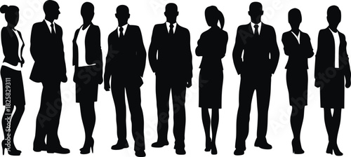Group of business people silhouettes standing together