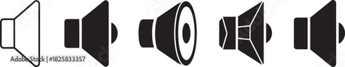 Speaker icon set vector illustration. different styles of sound, audio, and volume symbols for user interface and web design. Vector