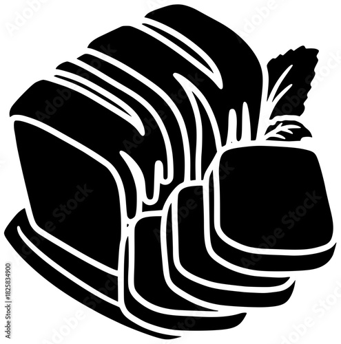 pastry illustration food silhouette bakery logo bread icon dessert outline cake loaf fresh breakfast sweet gourmet delicious tasty fruit shape cut vector graphic background