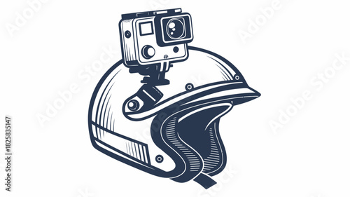 Motorcycle helmet equipped with action camera for extreme sports recording