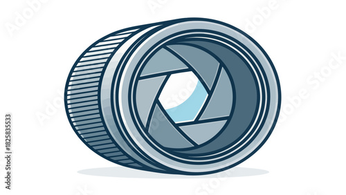 Modern camera lens illustration showcases photography equipment details
