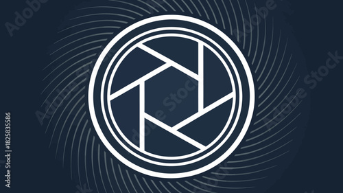 Modern photography aperture icon with stylized background for creative use