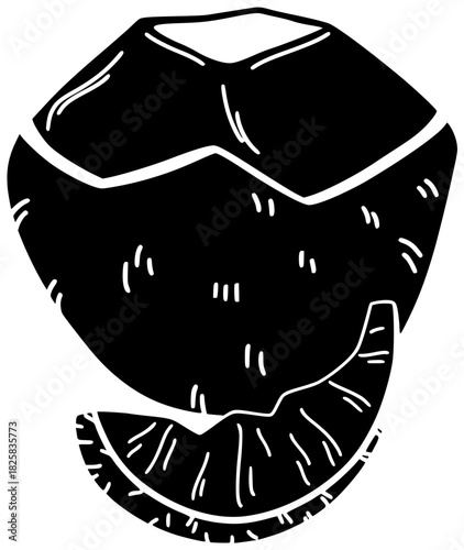 coconut illustration fruit silhouette tropical logo fresh icon food outline half natural vegetarian white coco healthy shell exotic nut shape women vector graphic background