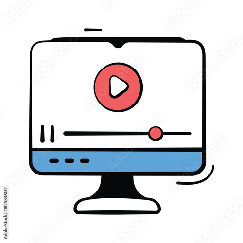 A computer playing video content, symbolizing streaming and digital media
