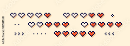 Pixel art white and red load bars made from hearts.