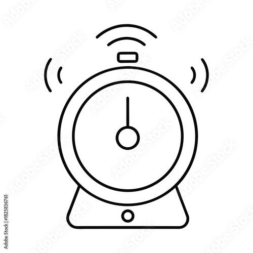 Smart Alarm Clock With Iot Integration And Phone Notifications vector line art on white background