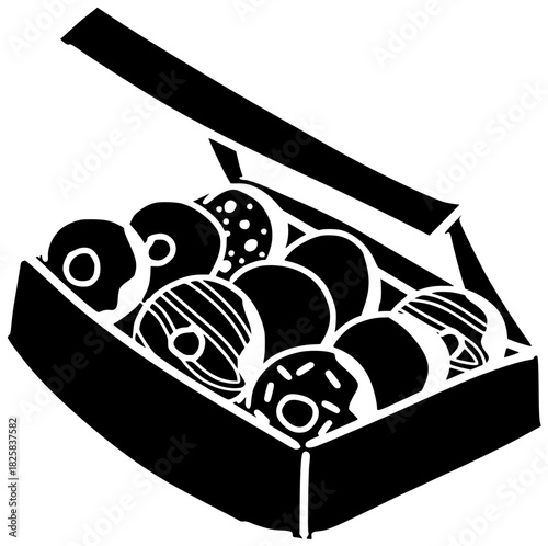 dessert illustration donut silhouette food logo bakery icon sweet outline pastry snack cake chocolate cream doughnut pink delicious sugar shape and vector graphic background