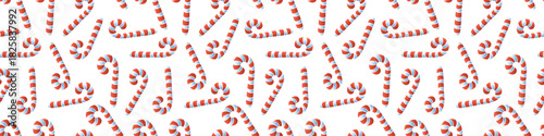 Vector seamless pattern with color candy cane, in flat style. Festive bright backgrounds and textures for Merry Christmas and happy New Year
