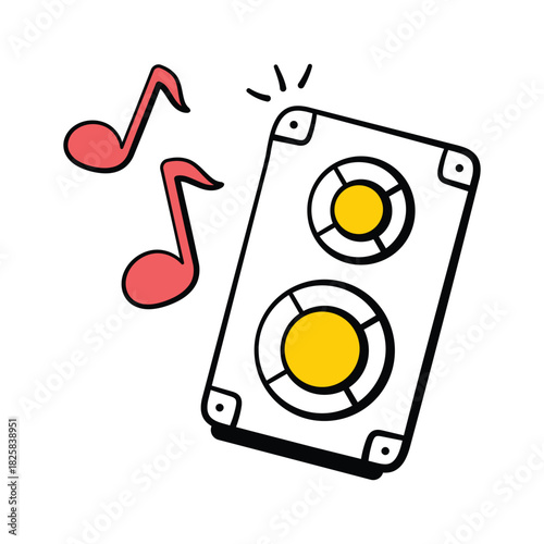 Doodle style icon of speakers, audio equipment