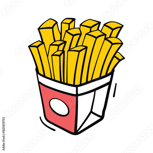 Simple french fries icon for highlighting snack and meal