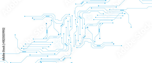 Abstract digital technology futuristic internet network speed connection white and blue background. Technology background with crossed lines and dots.
