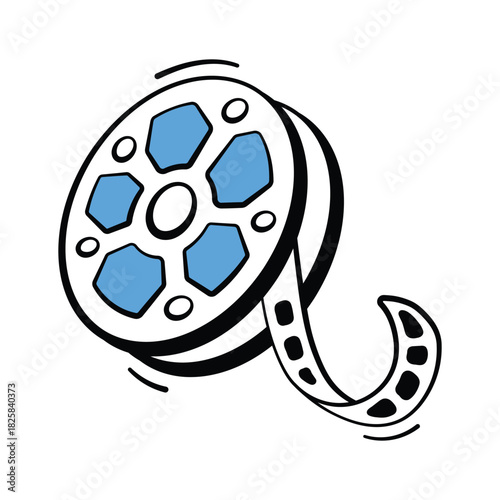 Doodle design icon of movie roll, ready To use