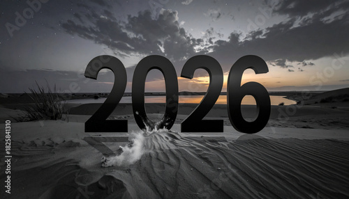 Wallpaper Mural Sea view of New Year 2026 writing style Torontodigital.ca