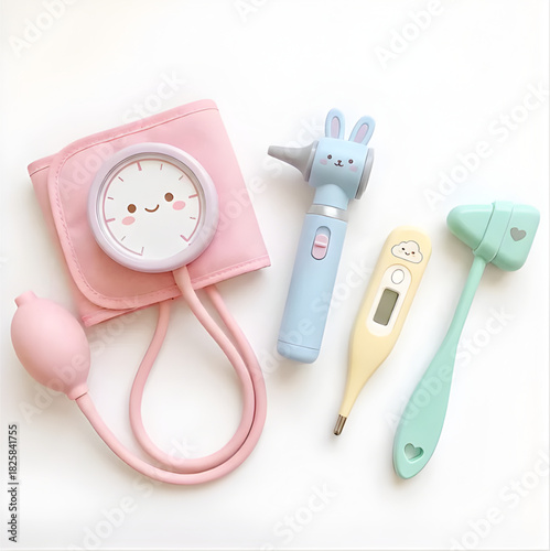 Medical care equipment showing thermometer and pills isolated on a white background testing temperature
