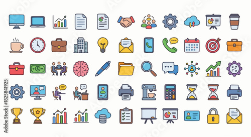 50 icons for business and management line icons set. Management icon collection. Vector illustrator