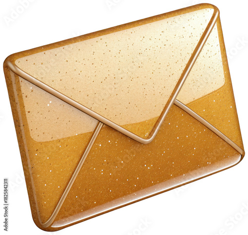Mail envelope icon glossy finish png 3D render png email png message png letter png communication png paper png white png shiny png office png transparent background image