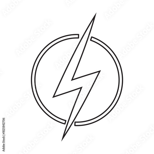 Black lightning bolt electric energy symbol silhouette. High voltage power hazard sign. Flat thunderbolt icon for electricity and speed. Isolated vector, transparent background 
