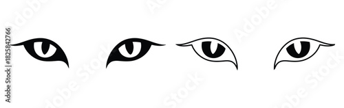 Dramatic feline eyes artwork for makeup design and creative beauty looks,Cat eyes icon. Vector illustration.Cat's eyes isolated on a white background. Minimal big cat,lion,tiger eye vector logo design