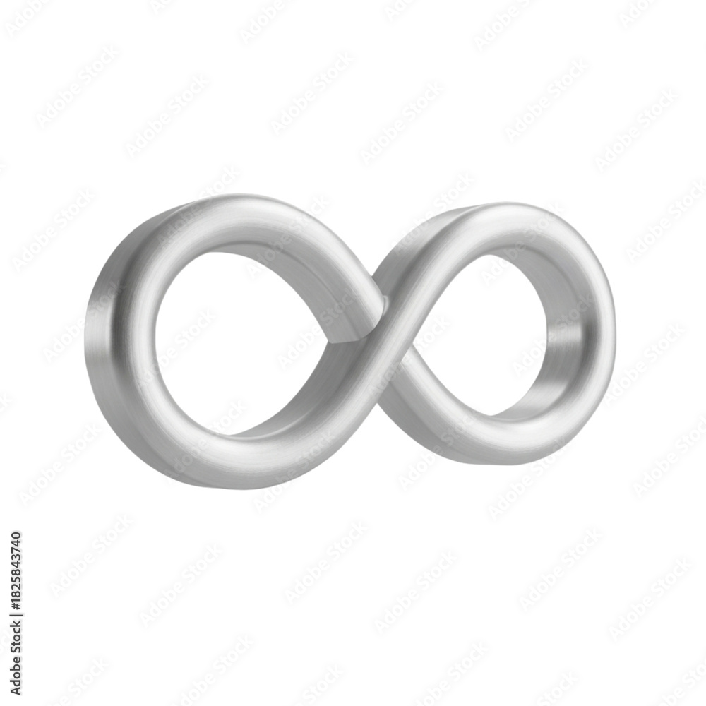 Fototapeta premium Infinity symbol silver metallic isolated on white background