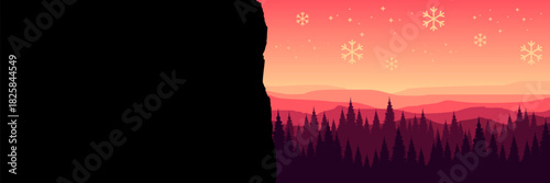 Wide screen Christmas banner with a clean snowfield and distant mountains for a holiday header.