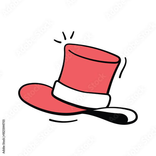 Trendy hand drawn icon of magician�s top hat, magic shows, illusions, and entertainment